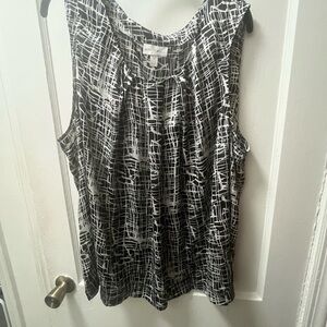 Fashion Bug Black and White Pleated Blouse